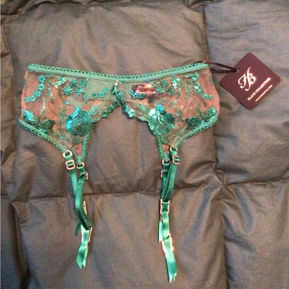Honey Birdette Whitney Emerald Garter Belt XS